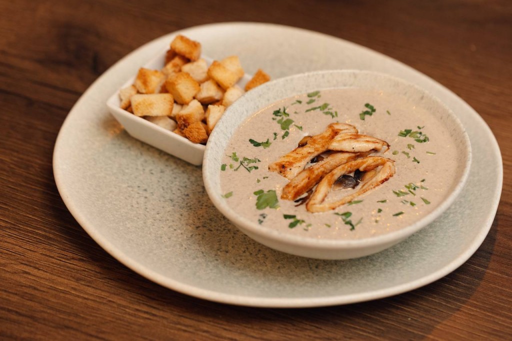 Creamy mushroom and chicken soup