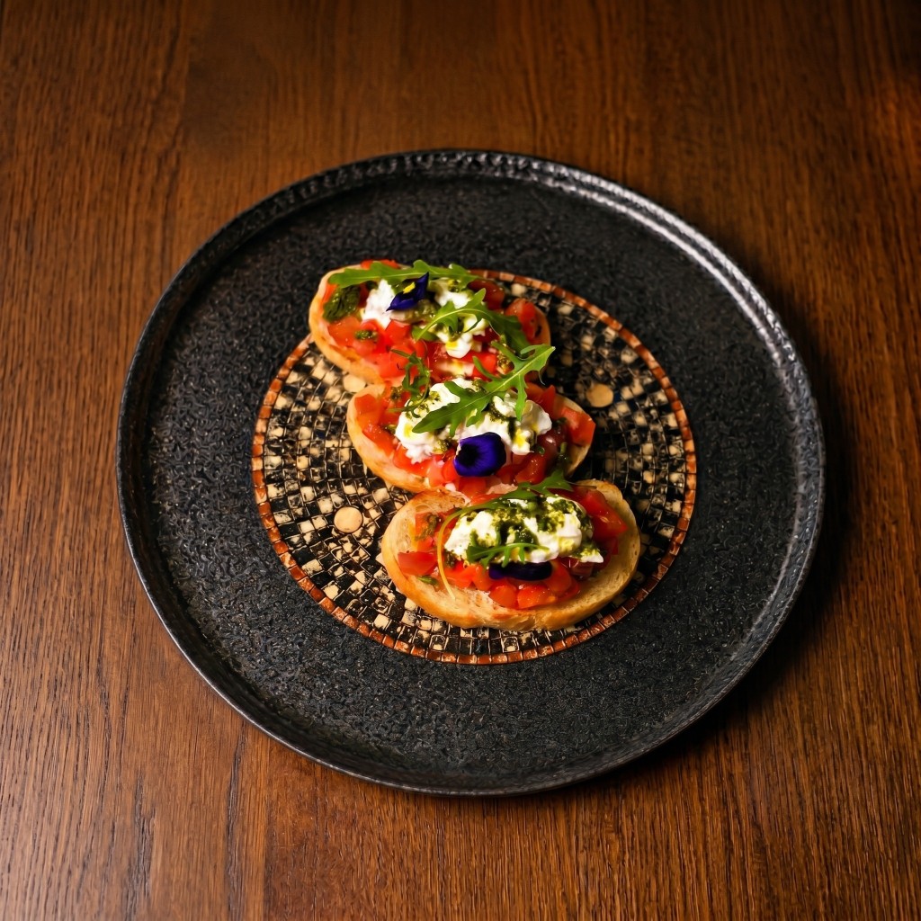 Bruschetta with burrata and tomatoes